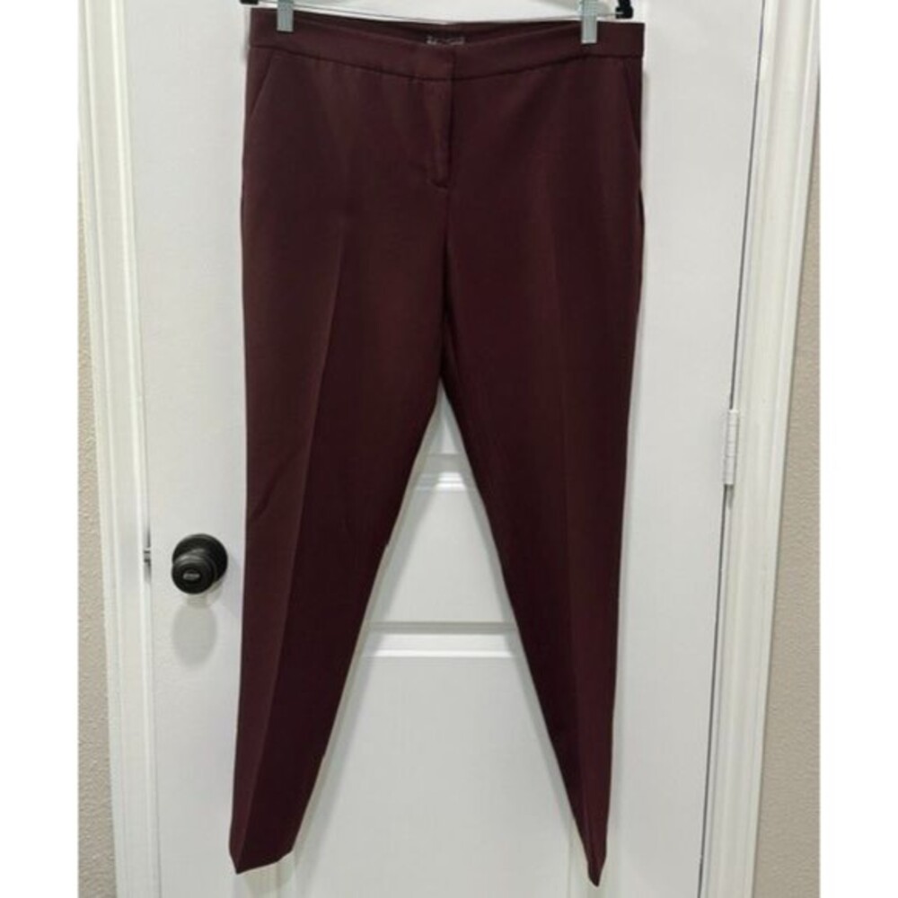 Vince Camuto Womens Dress Pants Size 8 Burgundy Ponte Stretch Straight Leg